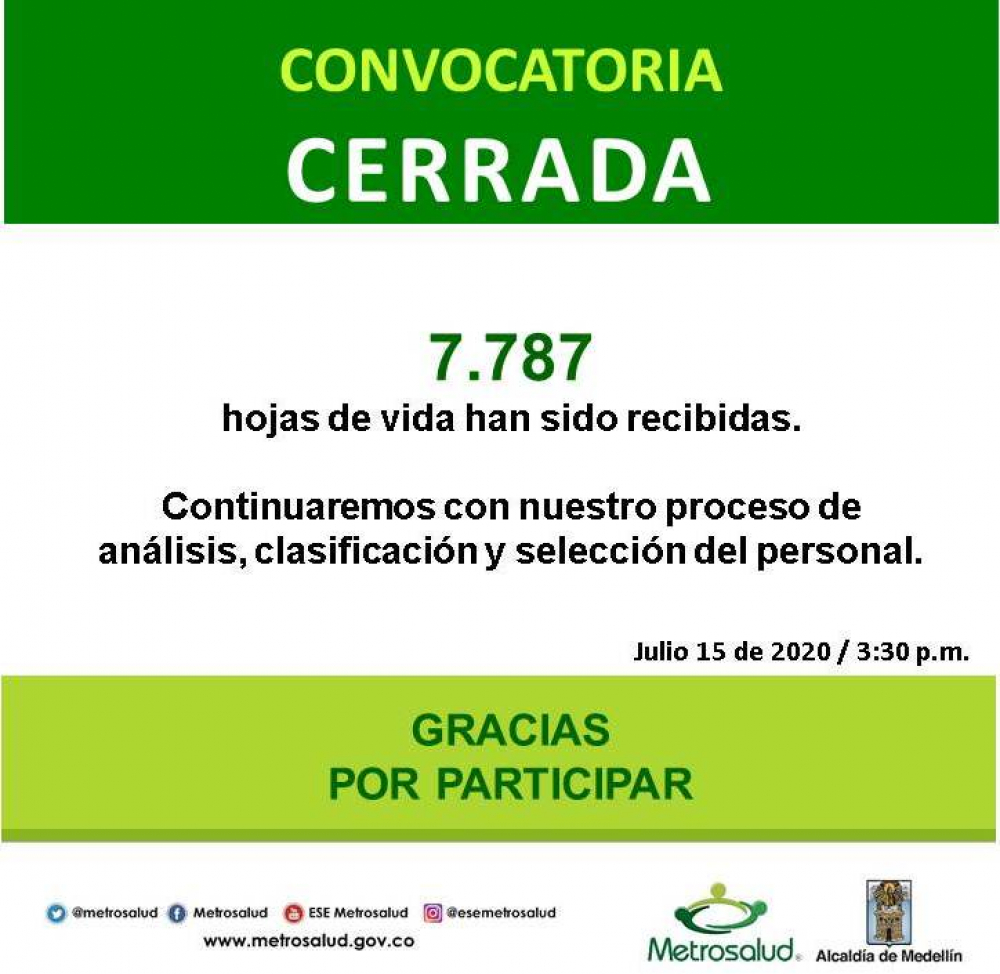 Metrosalud inicia proceso de convocatoria &nbsp;a 900 personas del &aacute;rea de la salud